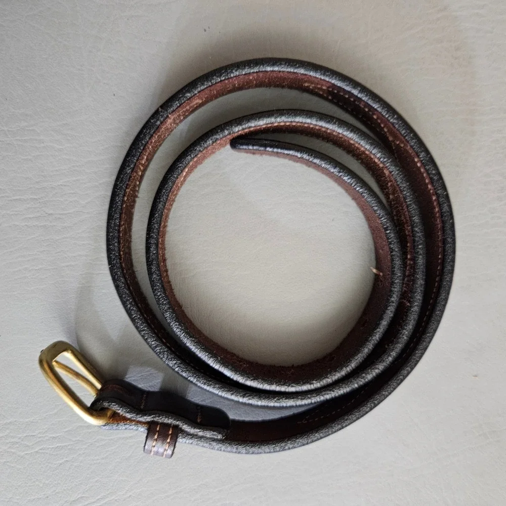 Tory Leather English Bridle Leather Belt Brown Brass Buckle USA Made 30 2337